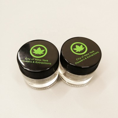 Low moq cosmetic10ml clear round glass jars with logo printing